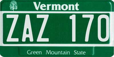 VT license plate ZAZ170