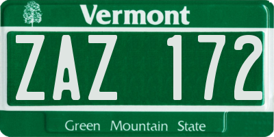 VT license plate ZAZ172