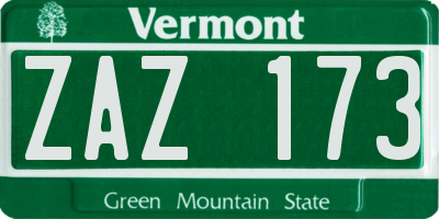 VT license plate ZAZ173
