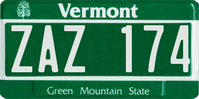VT license plate ZAZ174