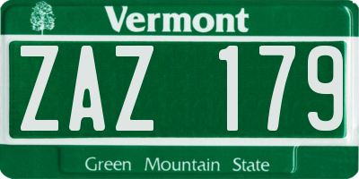 VT license plate ZAZ179