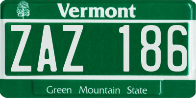 VT license plate ZAZ186