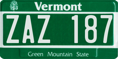 VT license plate ZAZ187