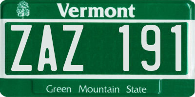 VT license plate ZAZ191