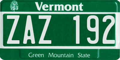 VT license plate ZAZ192