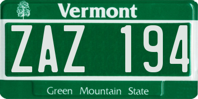 VT license plate ZAZ194