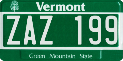 VT license plate ZAZ199