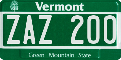 VT license plate ZAZ200