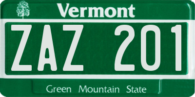 VT license plate ZAZ201