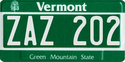 VT license plate ZAZ202
