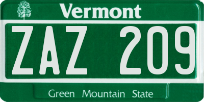 VT license plate ZAZ209