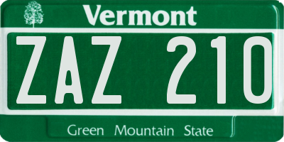 VT license plate ZAZ210