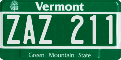 VT license plate ZAZ211