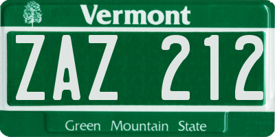 VT license plate ZAZ212