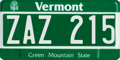 VT license plate ZAZ215