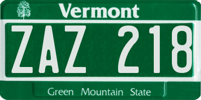 VT license plate ZAZ218