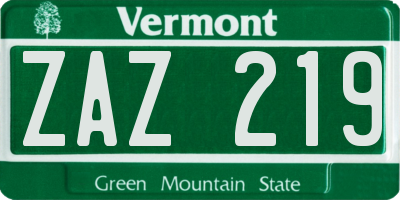 VT license plate ZAZ219