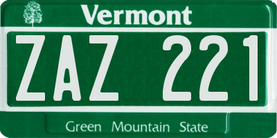 VT license plate ZAZ221