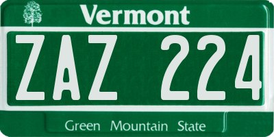 VT license plate ZAZ224