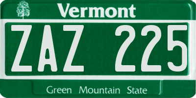 VT license plate ZAZ225
