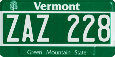 VT license plate ZAZ228