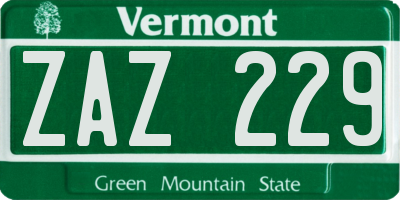 VT license plate ZAZ229