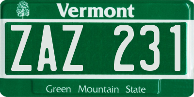 VT license plate ZAZ231