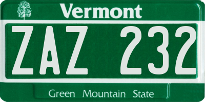 VT license plate ZAZ232