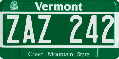 VT license plate ZAZ242