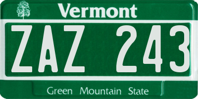 VT license plate ZAZ243