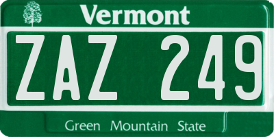 VT license plate ZAZ249