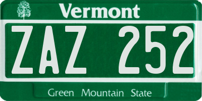 VT license plate ZAZ252