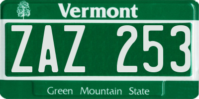 VT license plate ZAZ253