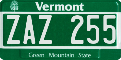 VT license plate ZAZ255