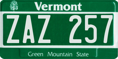 VT license plate ZAZ257