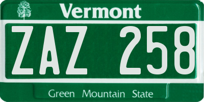 VT license plate ZAZ258