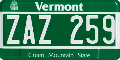 VT license plate ZAZ259