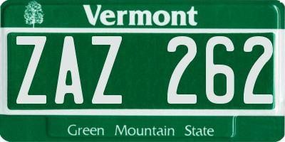 VT license plate ZAZ262