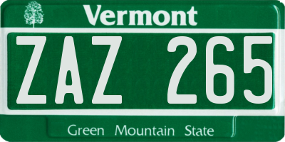 VT license plate ZAZ265