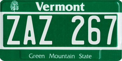 VT license plate ZAZ267