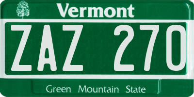 VT license plate ZAZ270