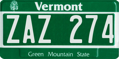 VT license plate ZAZ274