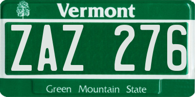 VT license plate ZAZ276