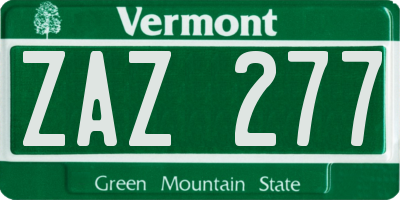 VT license plate ZAZ277