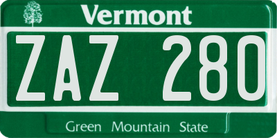VT license plate ZAZ280