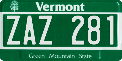 VT license plate ZAZ281
