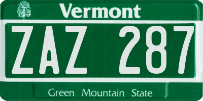VT license plate ZAZ287