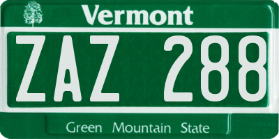 VT license plate ZAZ288