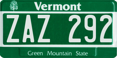 VT license plate ZAZ292