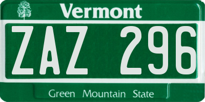 VT license plate ZAZ296